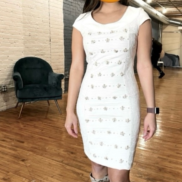 GUESS ISTANBUL EKRU BY GUESS EMBELLISHED MINI DRESS SIZE SMALL - Picture 1 of 14